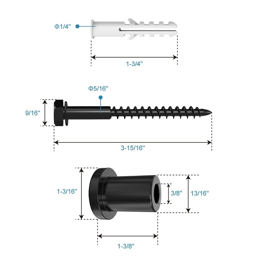 ZEKOO 1-3/8" Sliding Barn Door Hardware Track Spacers Replacement Assemblies Con
