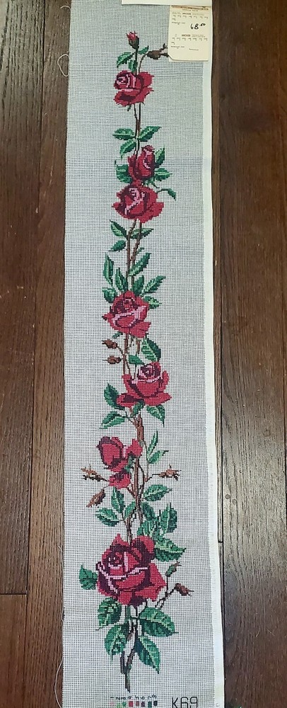 Needlepoint Canvas - Vertical Roses Pattern - #K69 - Canada - 8" x 39"