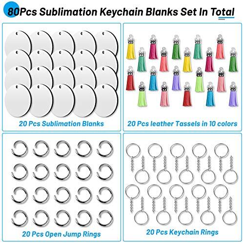 Sublimation Blanks Keychains Products, 80 PCS Keychains Tag Bulk with 2 Inch