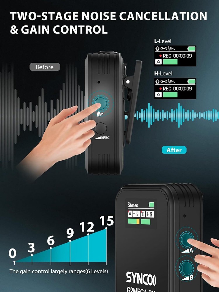 SYNCO G2A2 MEGA Wireless Microphone With Charging Case & 8GB Storage Onboard