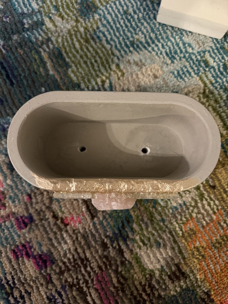 Rose Quartz Geode Planter Gray Rectangle