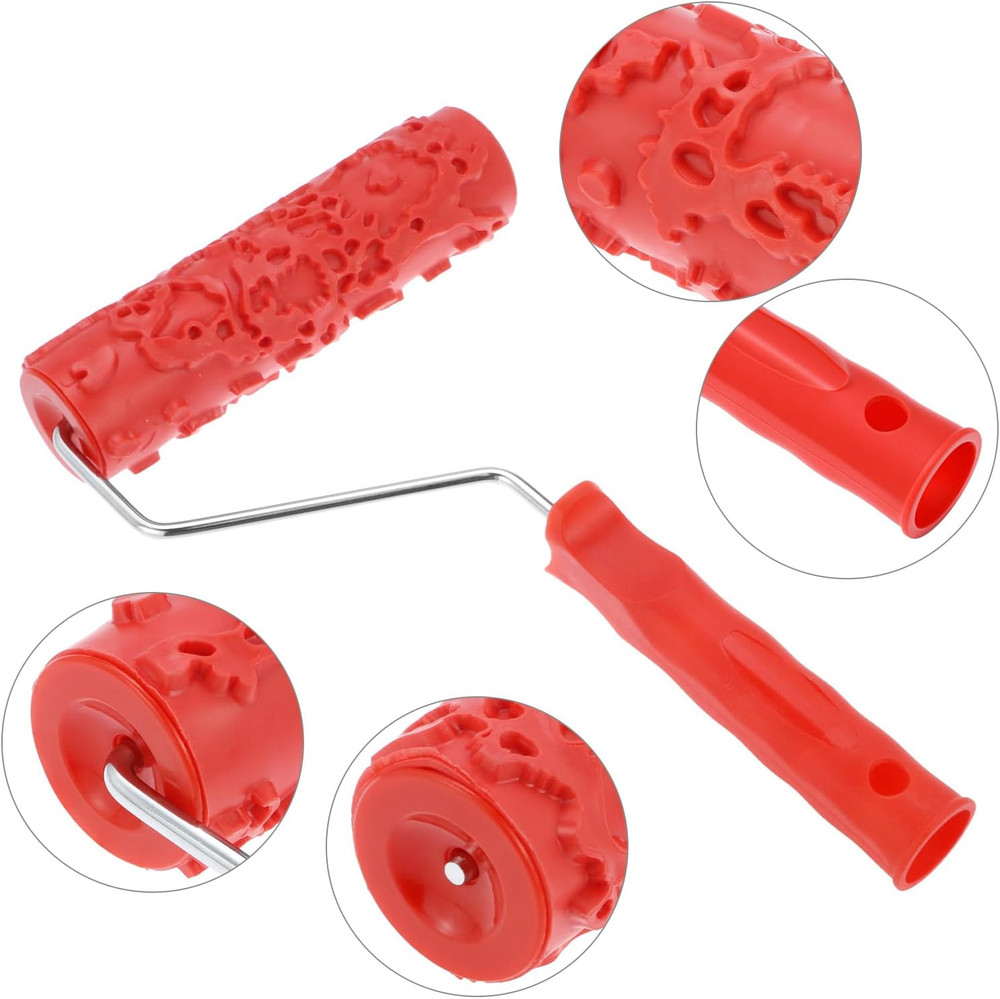 QWORK 7'' Texture Roller Pattern Paint Roller for Wall Decoration with Thick Slu