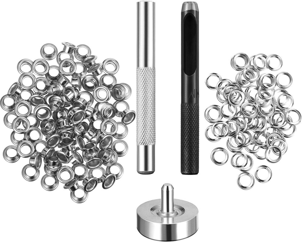 100 Sets Grommet Eyelets Tool Kit, Grommet Setting Tool and Eyelets with Sett...
