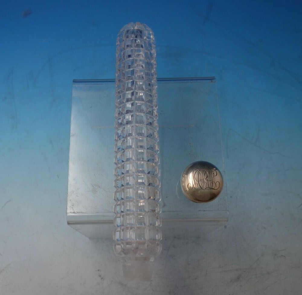 Sterling Silver and Cut Crystal Perfume Bottle c.1920 8" (#5379)