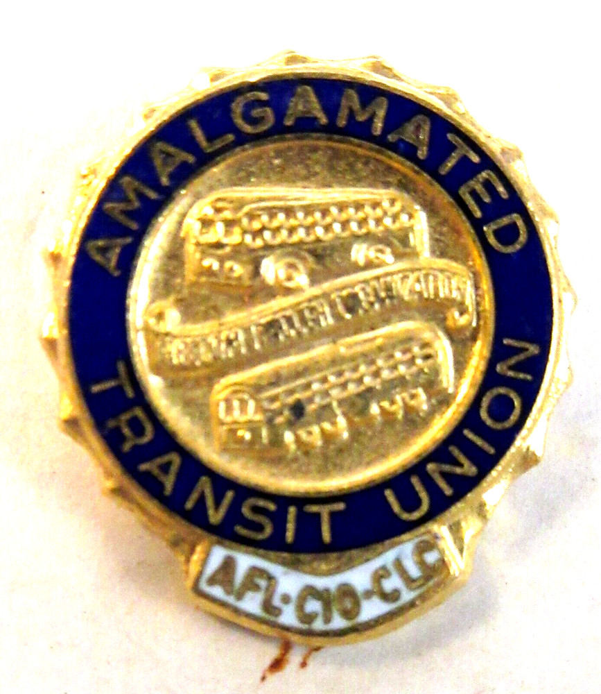 AMALGAMATED TRANSIT UNION enameled TACK pinback button ^