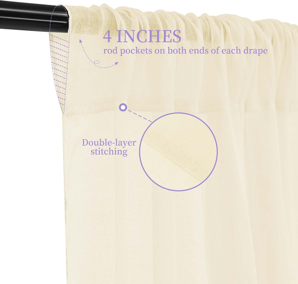 Ivory Ceiling Drapes 5Ft x 20Ft - Sheer Wedding Arch Fabric Decorations