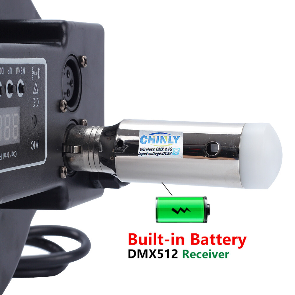 DMX512 Wireless Transmitter + Battery Receiver Rechargeable for Stage Light 400m