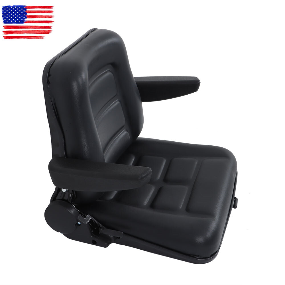Universal Fold Down Forklift Seat W/ Adjustable Angle Back and Slide Armrest