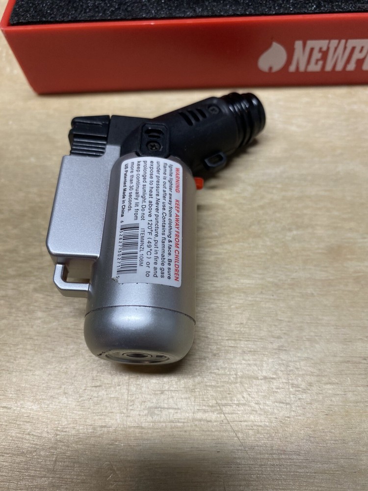 Newport Zero Side Single Jet Torch Cigar Lighter - Metallic Silver - New