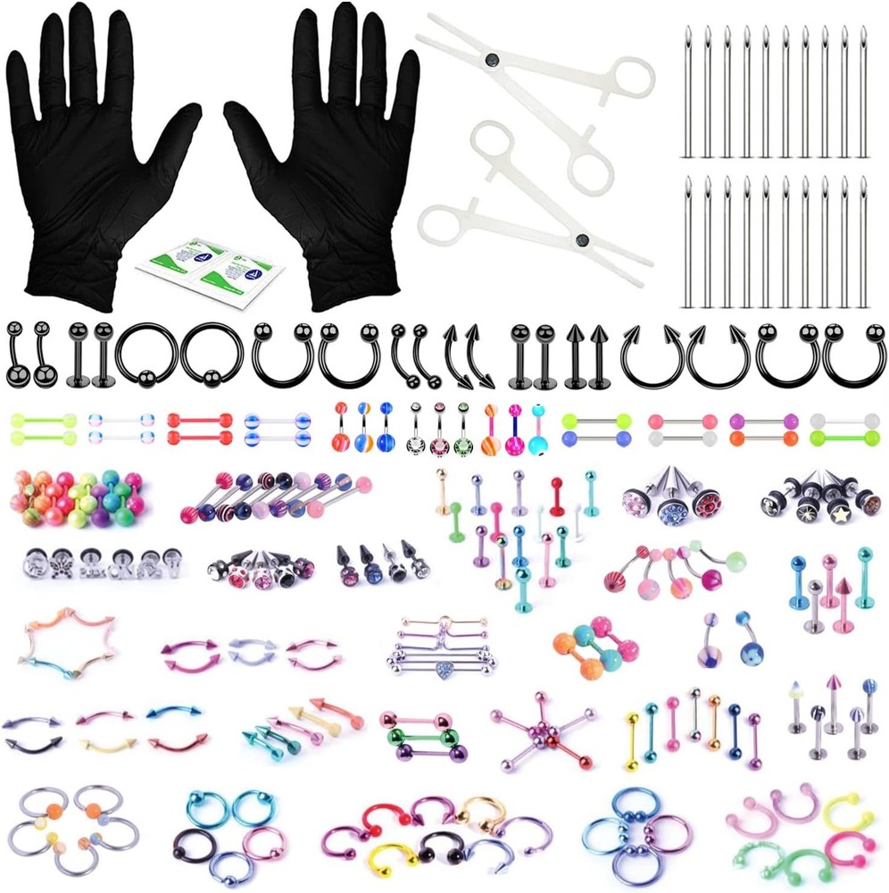 Professional Body Piercing Set - 156PC Stainless Steel