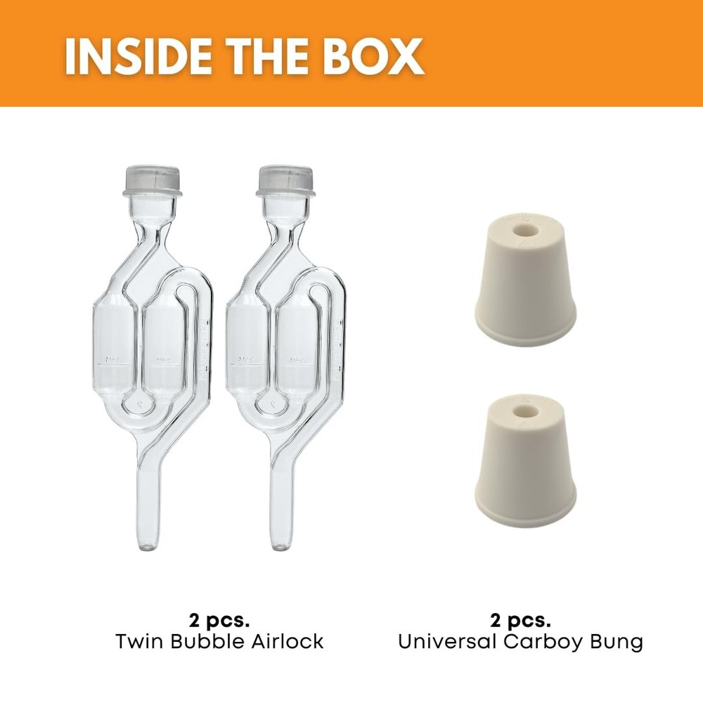 Fastrack Twin Bubble Airlock & Carboy Bung (2-Pack)