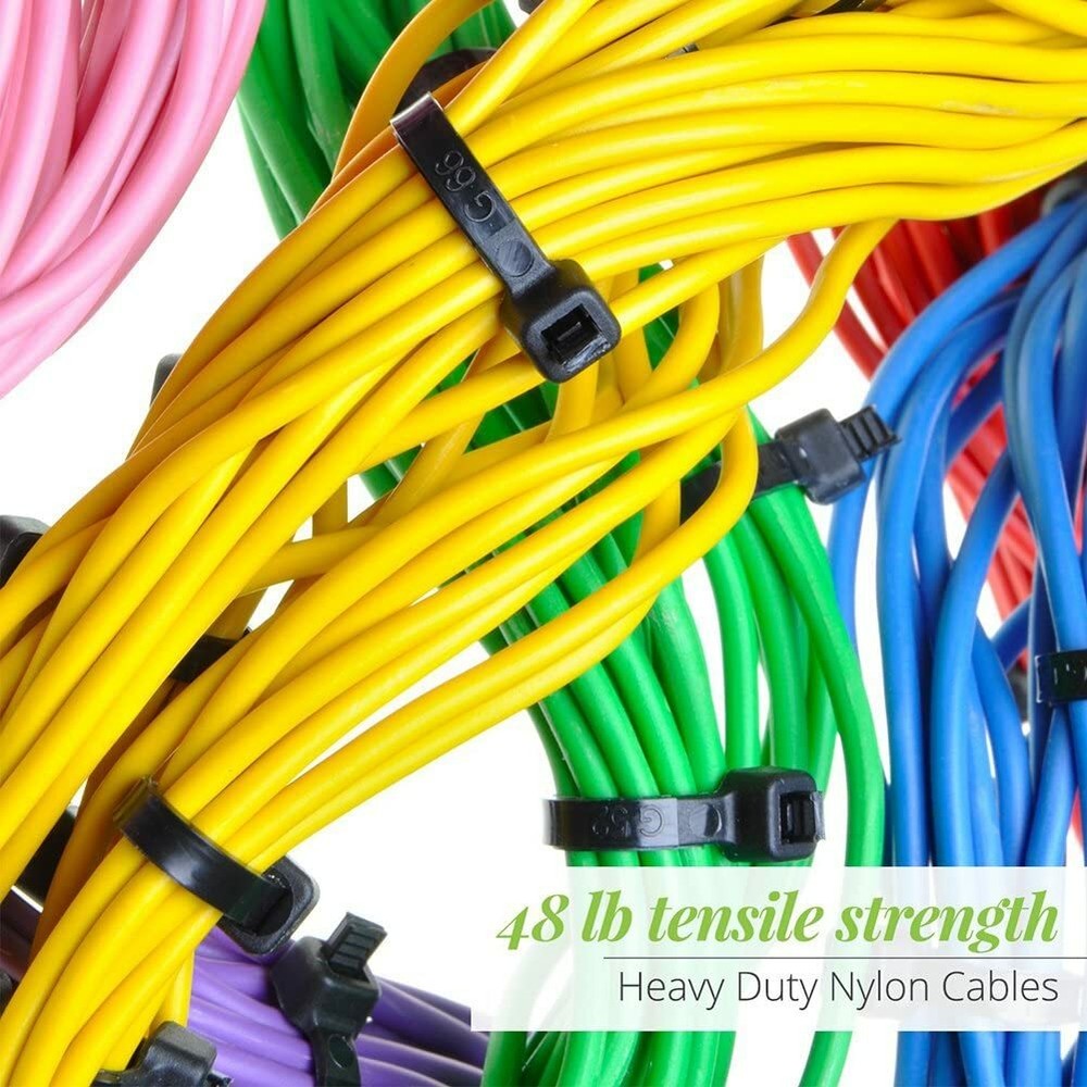 500 Packs Self-Locking Cable Zip Ties,4+6+8+10+12-" Width 0.16inch Nylon Cable