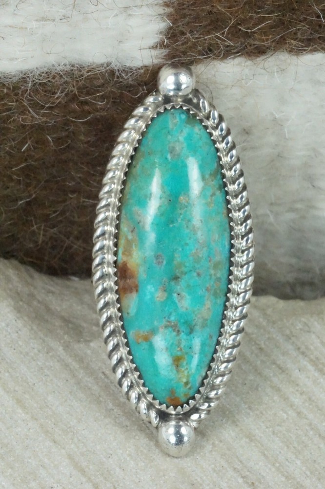 Turquoise & Sterling Silver Ring - Leslie Nez - Size 10