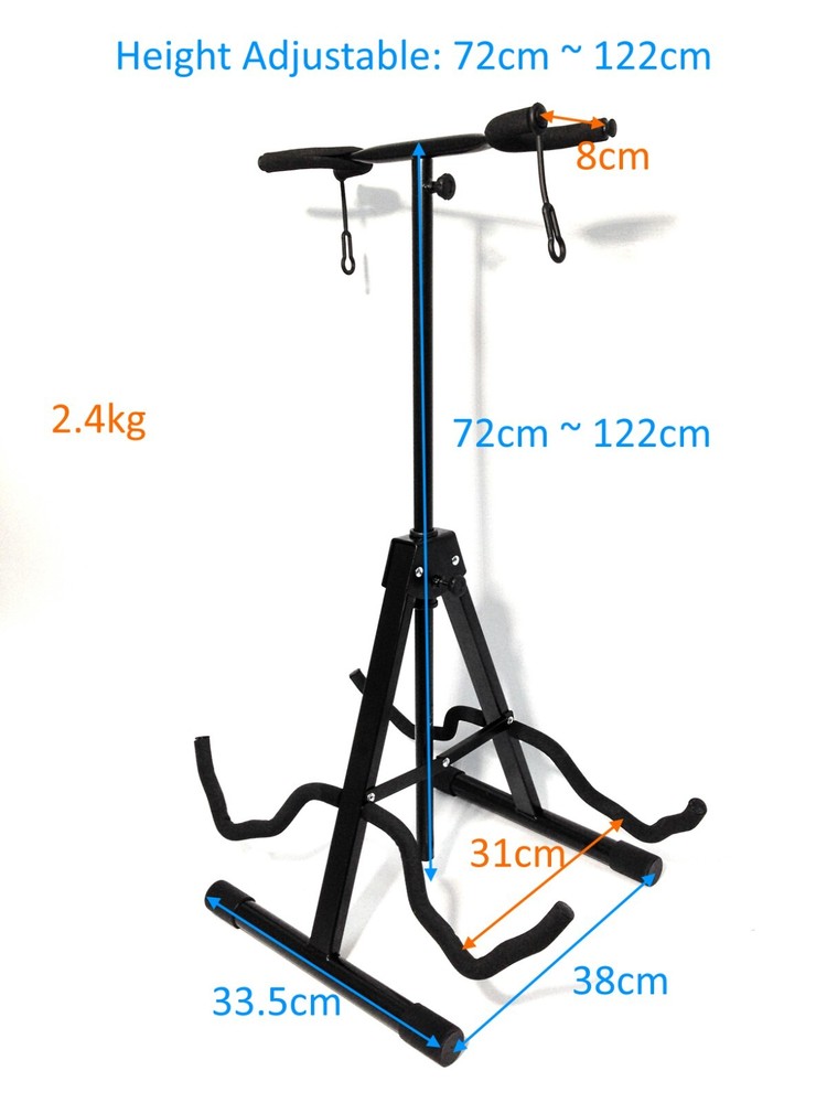 Haze Stable A-Frame Base 2-Guitar Stand, Rubber Holder, Easy Set-up GS028