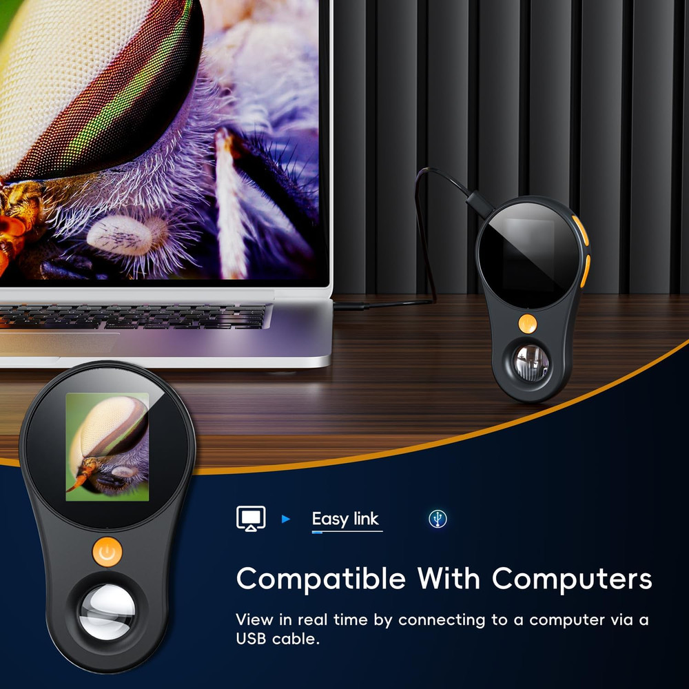 Macro Handheld Digital Microscope Fixed Focus, 2" IPS Screen 500X Mini Microsco