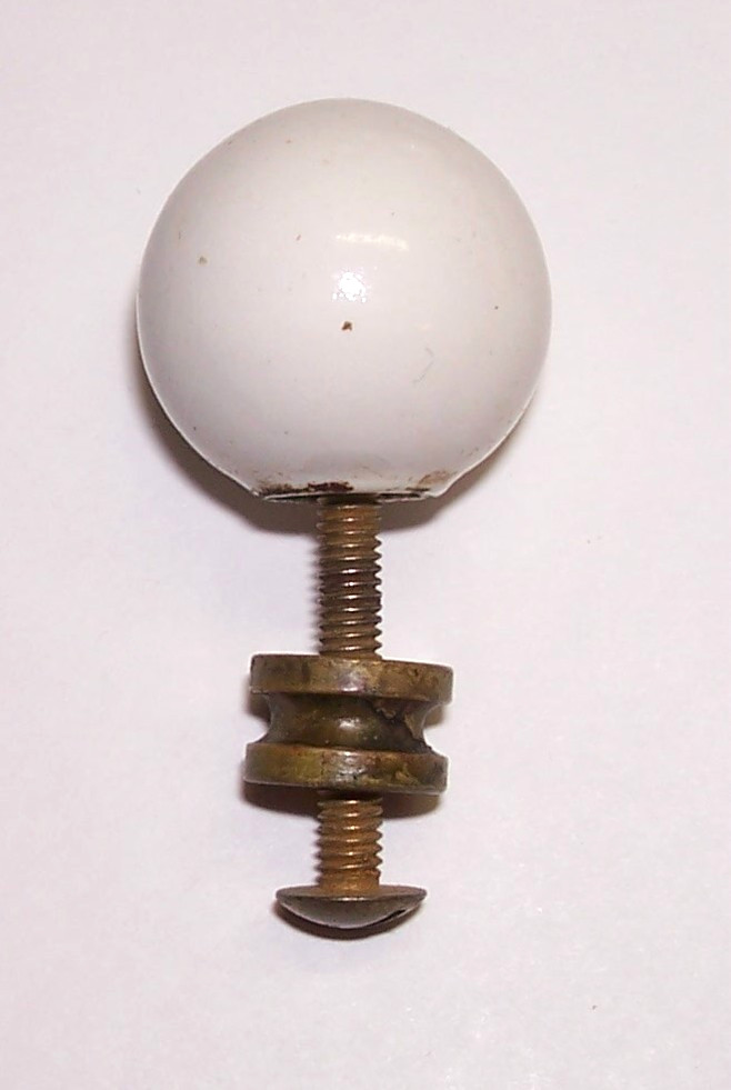 2 pcs. Vintage Drexel Declaration Knobs, Pulls Kipp Stewart Porcelain / Brass