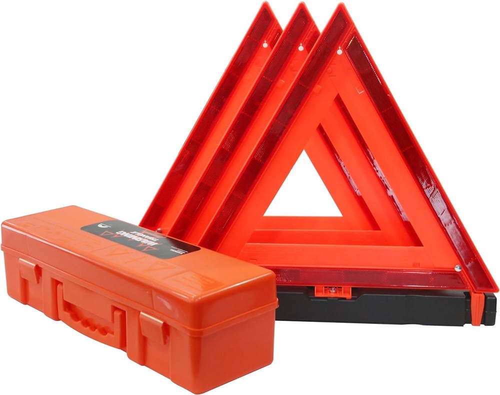 3 Pack Foldable Reflective Warning Triangles - Essential Roadside Safety Kit