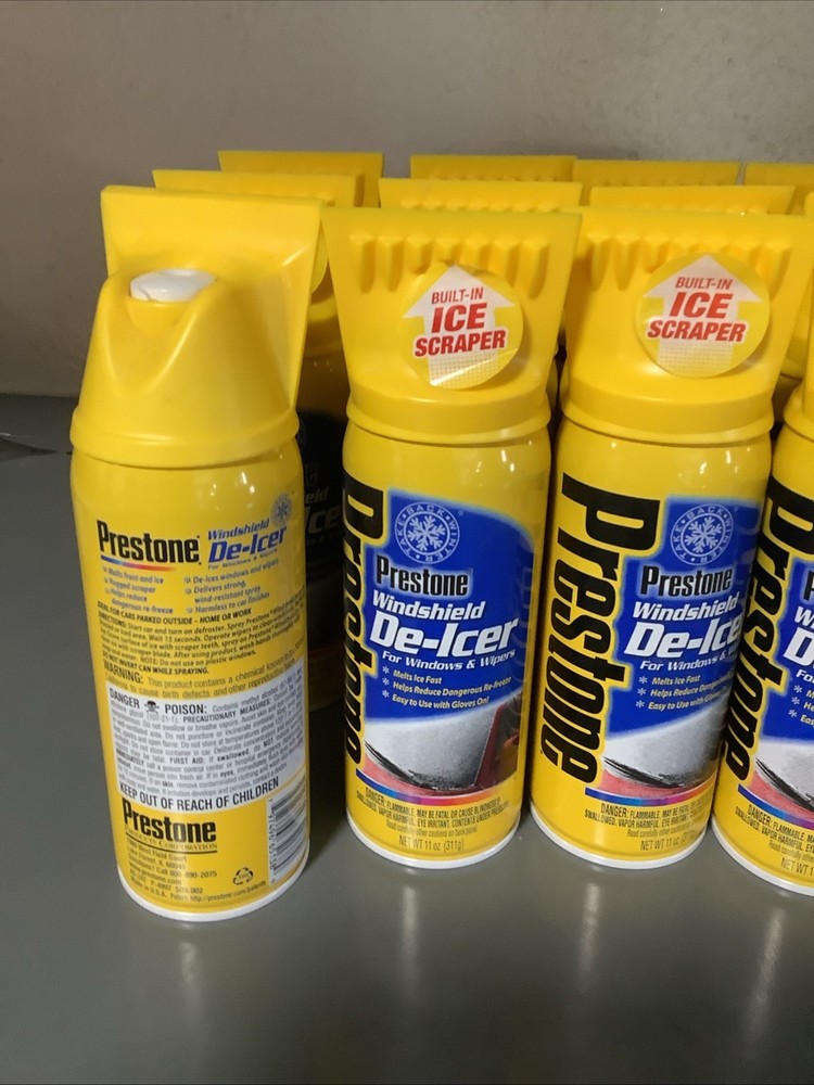 Prestone Windshield De-Icer Aerosol Scraper Top 11 Oz Each (12 PACK)