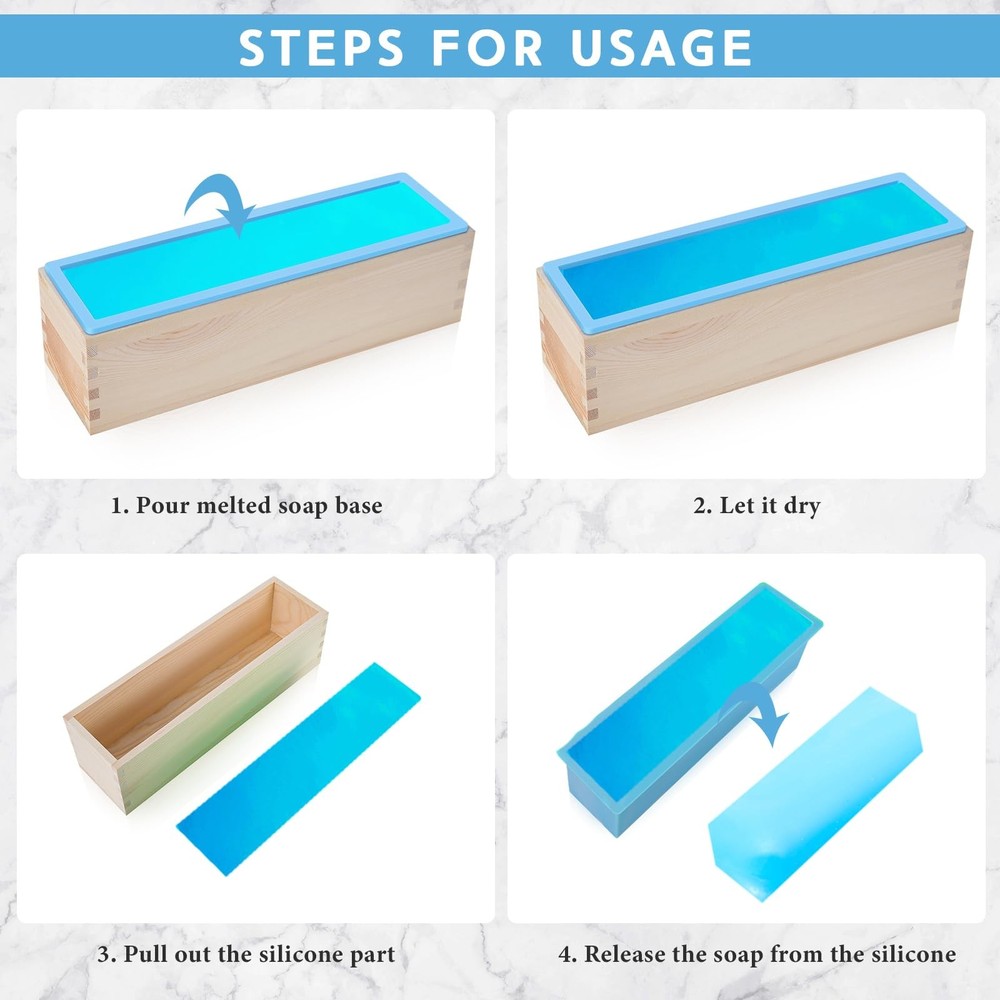 42oz Silicone Soap Loaf Mold Set Flexible Rectangular DIY Craft Trays