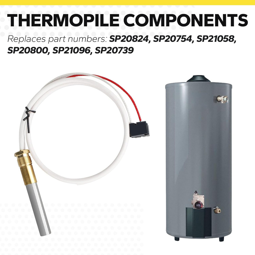 Water Heater Thermopile for Rheem, Ruud and Richmond, Compatible with Pilot Burn