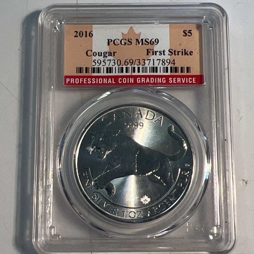 2016 Canada $5 Cougar Graded MS 69 by PCGS