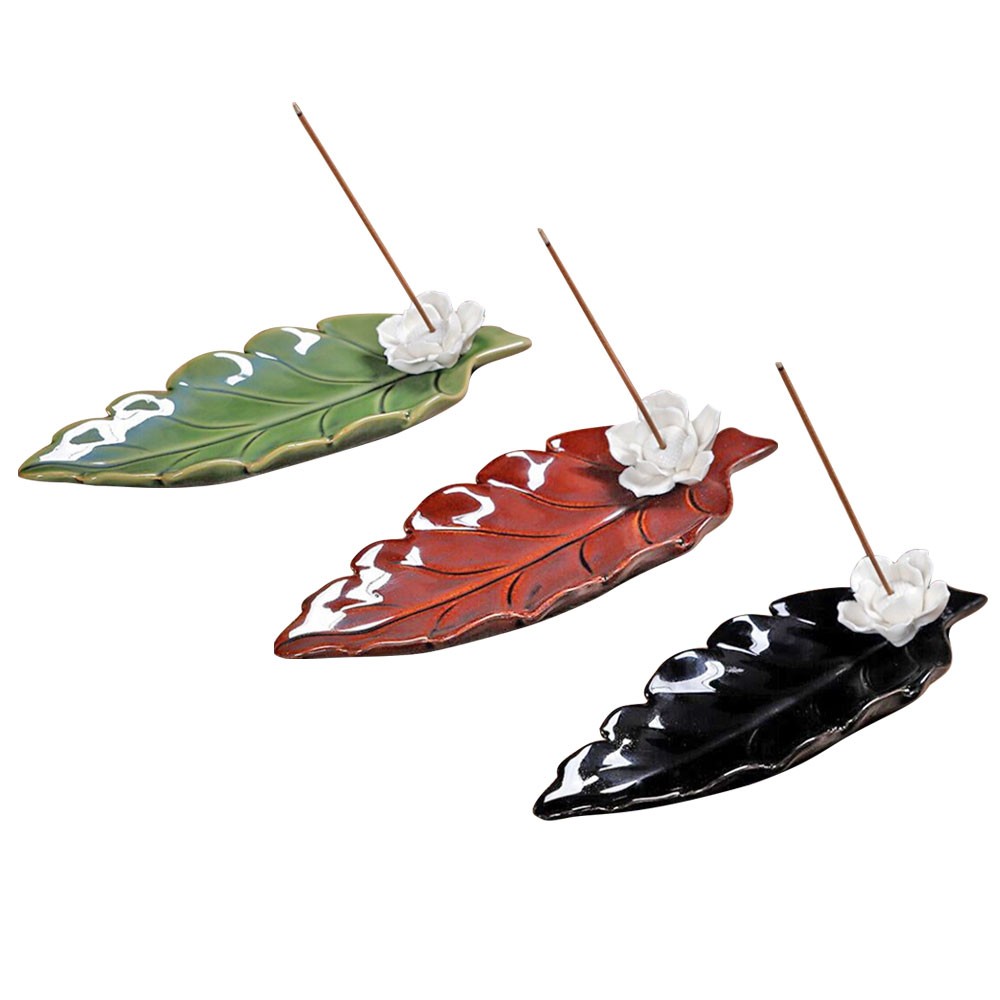Handmade Leaf Green Ceramic Incense Holder Design
