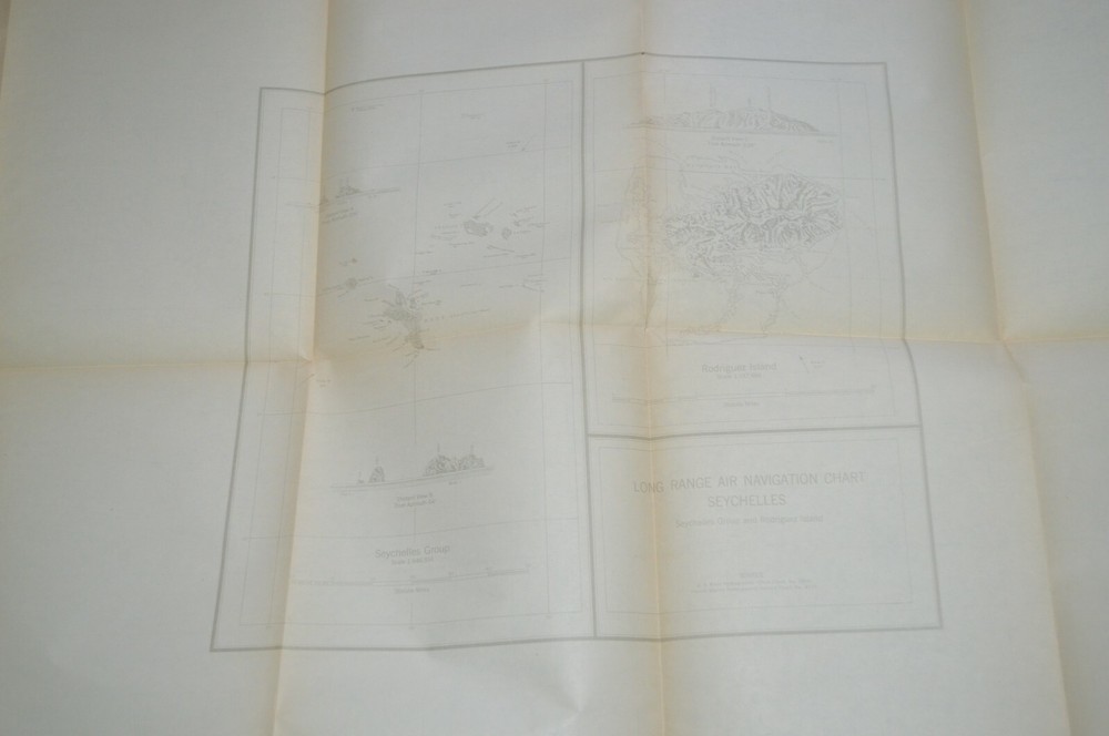 1944 Army WWII Long Range Air Navigation Chart Topographic Map Seychelles