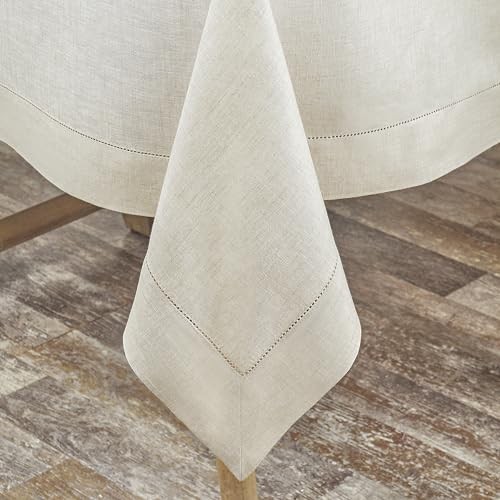 Light Natural Linen Tablecloth for 90" x 60" (Rectangular) 04 - Light Natural