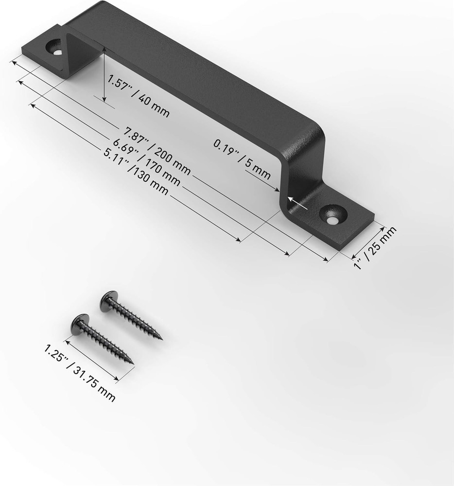 8" Black Iron Pulls for Gates, Sheds - 2 Pack