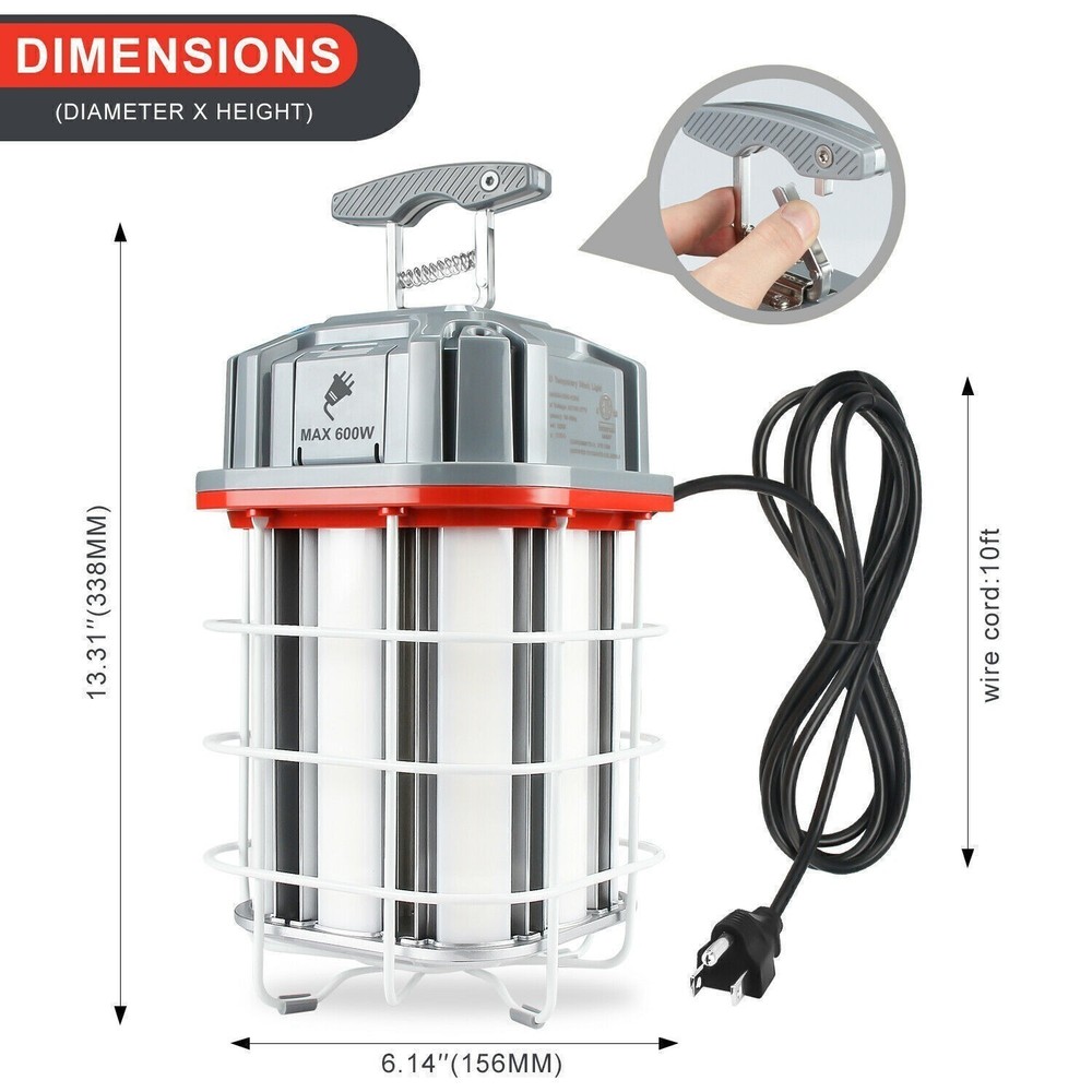 80W LED Temporary Work Light 11600Lm Linkable Hanging Construction Light 5000K