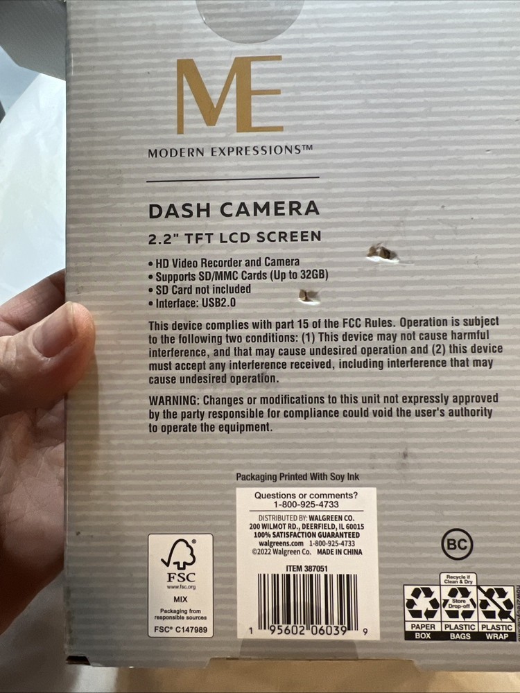 Modern Expressions Dash Camera 2.2” TFT LCD Screen New Open Box