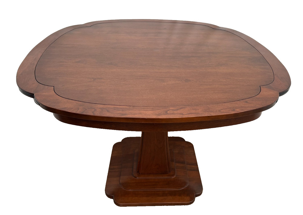 Vintage Stickley Pedestal Table Solid Cherry Clover pattern Kitchen Game Room