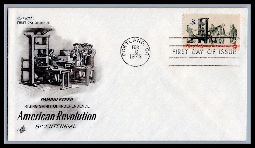 US FDC # 1476 8c Printer & Press  ArtCraft  1973, 9d487