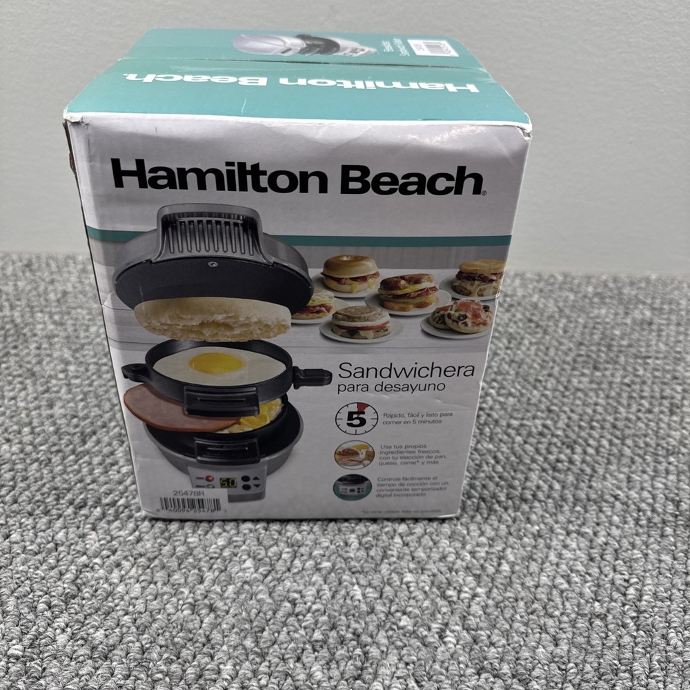 Hamilton Beach Breakfast Sandwich Maker Timer Nonstick Dishwasher Safe 254786