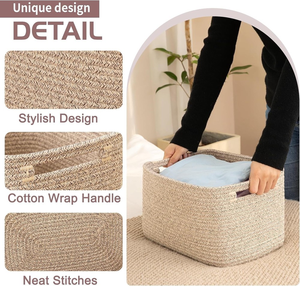 4 Pack Storage Baskets Organizing Cube Storage Bins Shelves Rectangle Storage