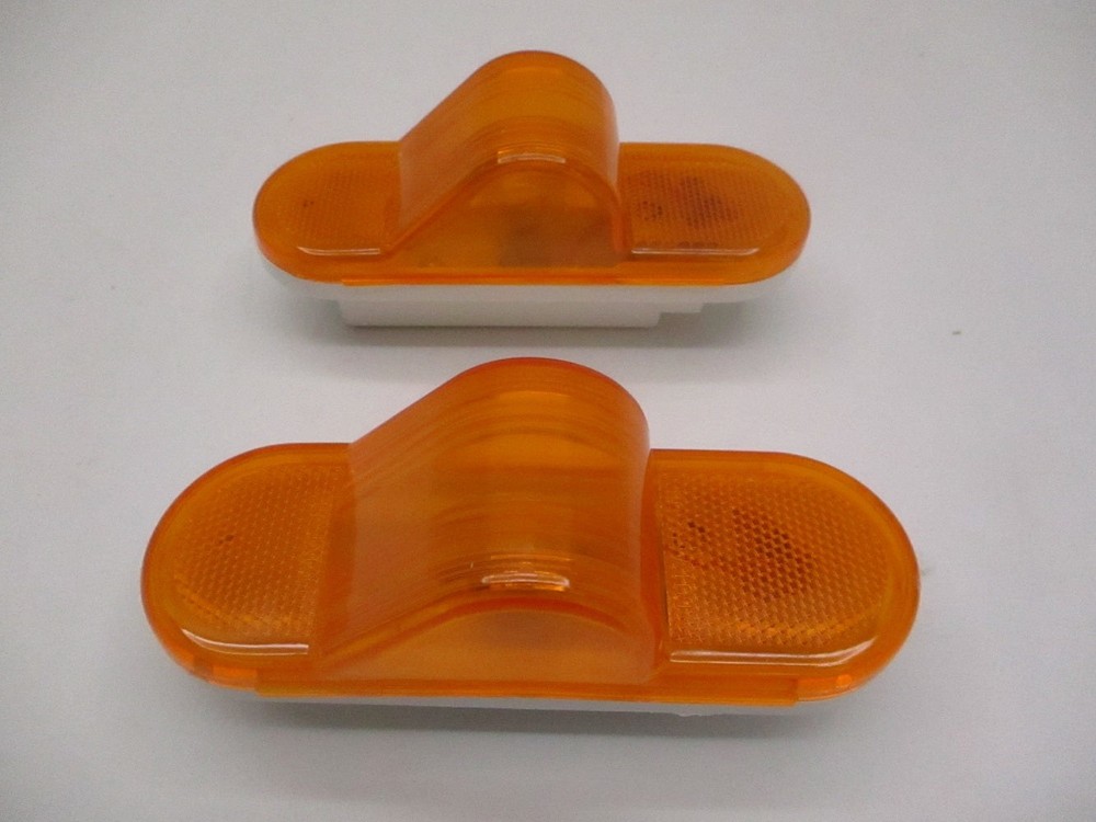(2) Amber Incandescent 6" Oval Truck Semi Trailer Mid Turn Signal Marker Lights