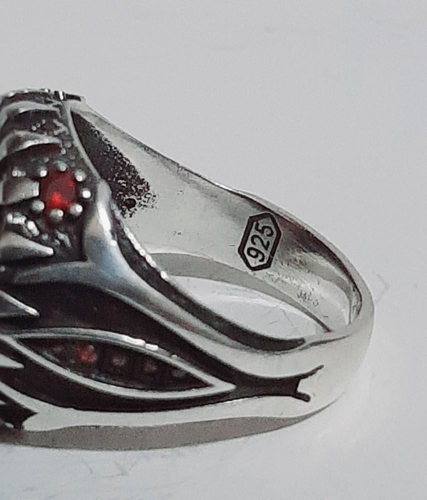Mens 925 Silver Ring Emeralds Tourmaline Red Ruby Sterling Man Ring $