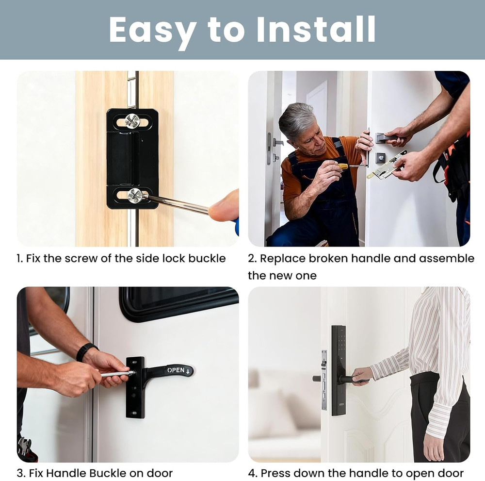 Replacement Kit for RV Screen Door Lock - Heavy-Duty Right Hand Handle, Secure &