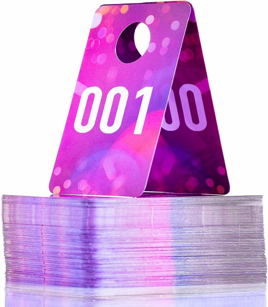 Live Plastic Number Tags Consecutive Tag, 1-100, Pink Spots