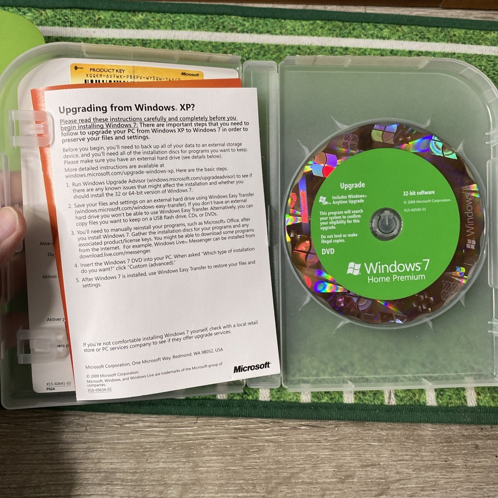 Microsoft Windows 7 Home Premium Upgrade 32 Bit and 64 Bit DVDs MS WIN