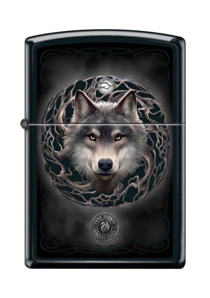 Zippo Lighter- Wolf Moon Black Matte Windproof Lighter #Z5175