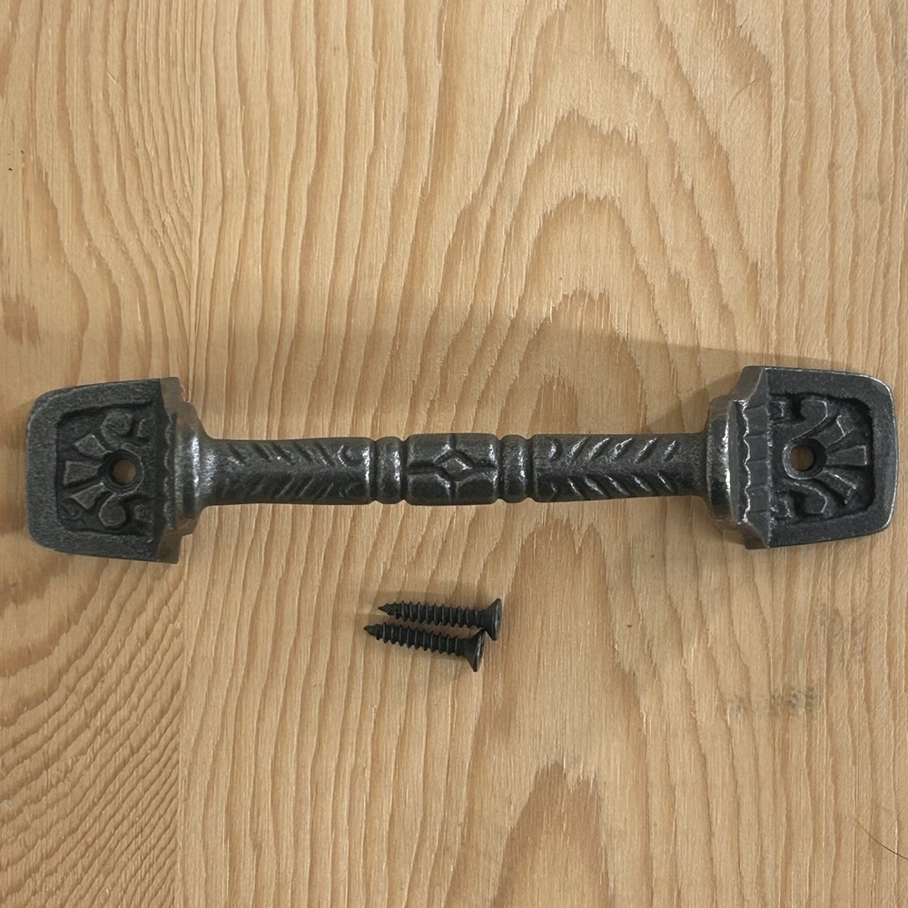 Cast Iron Drawer Cabinet Pulls Rustic Oil Rubbed 2 Pack