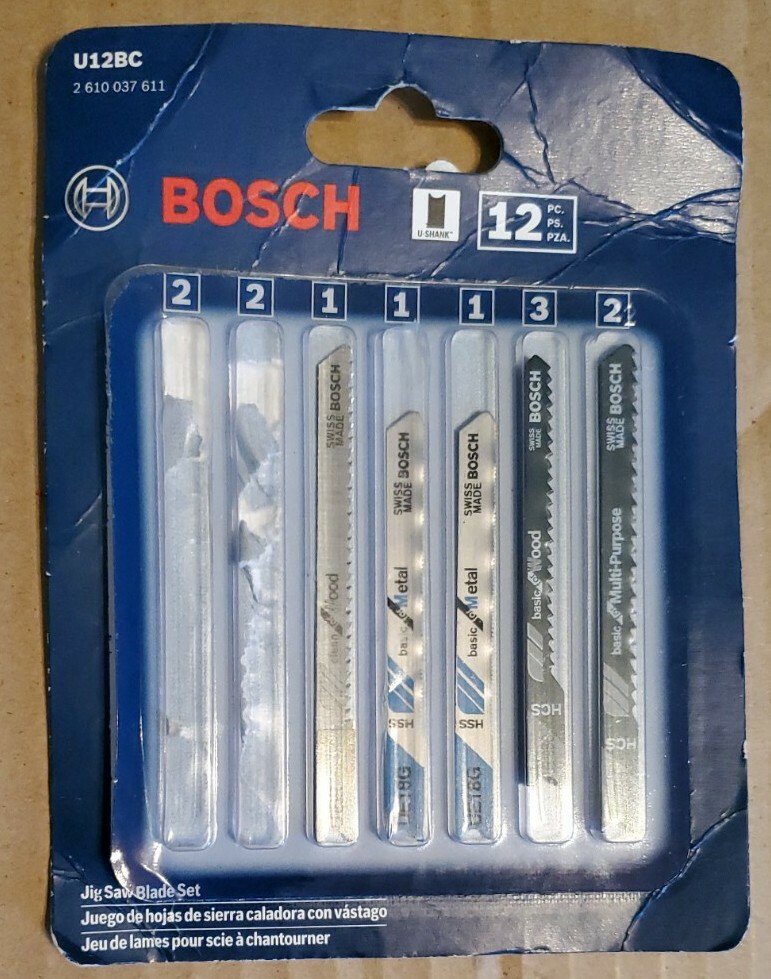Bosch 8-Piece Jigsaw Blade Set, U12BC, U-Shank **MISSING 4 IN PACK**