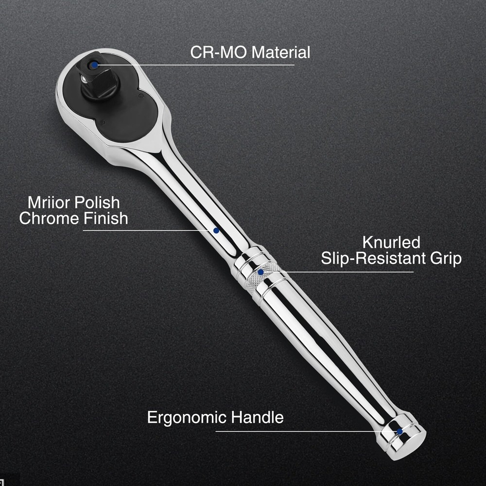 WORKPRO 3PC Ratchet Set Quick Release Reversible 72-Tooth 1/4" 3/8" 1/2" Drive