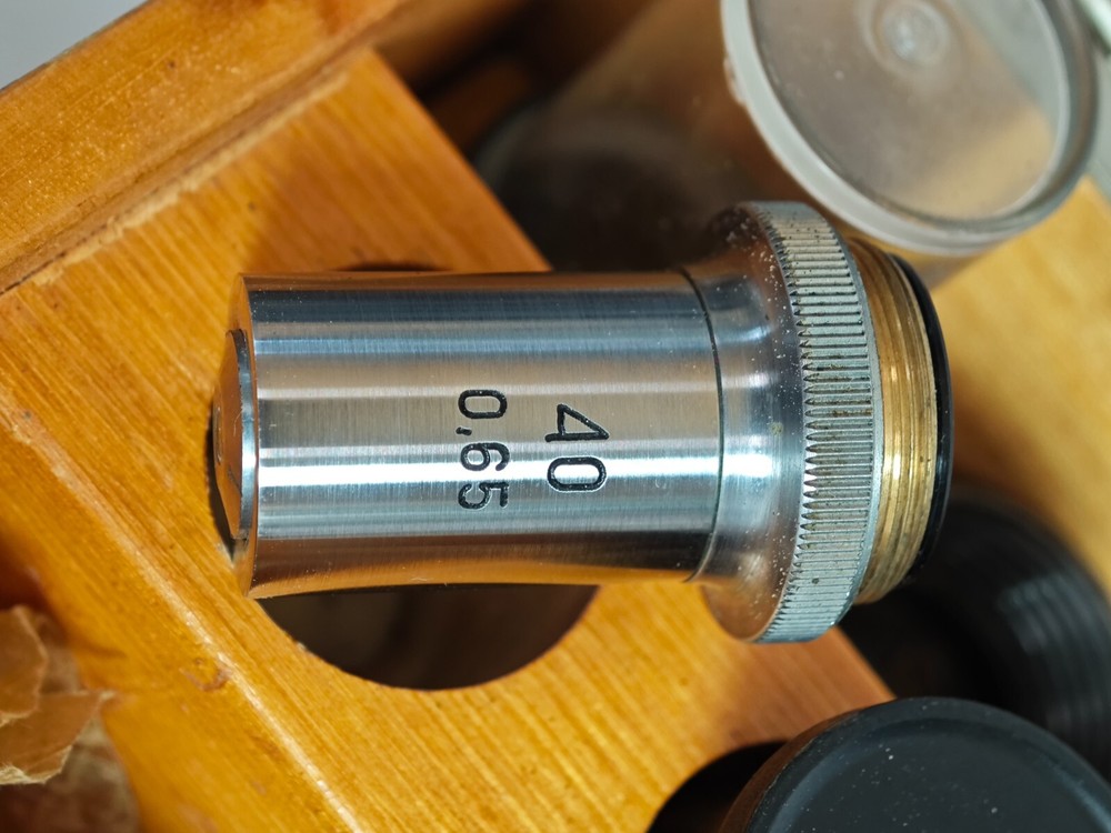 Vintage Soviet USSR LOMO MBR-1 Microscope with 3 lens