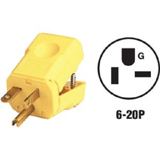 (10)-Leviton 20A 250V 3-Wire 2-Pole Python Cord Plug 081-05456-0VY