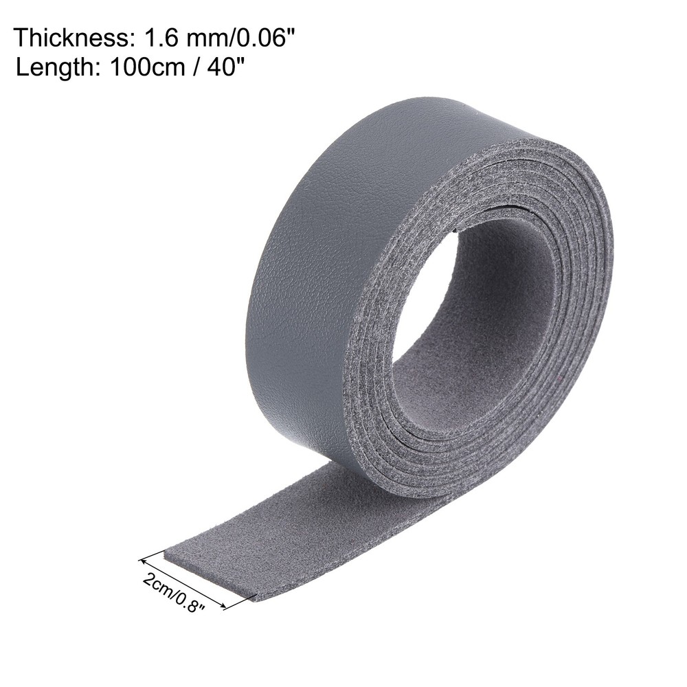 Leather Straps Strip Belt 2cm(0.8" Width) Leather Strips Dark Grey