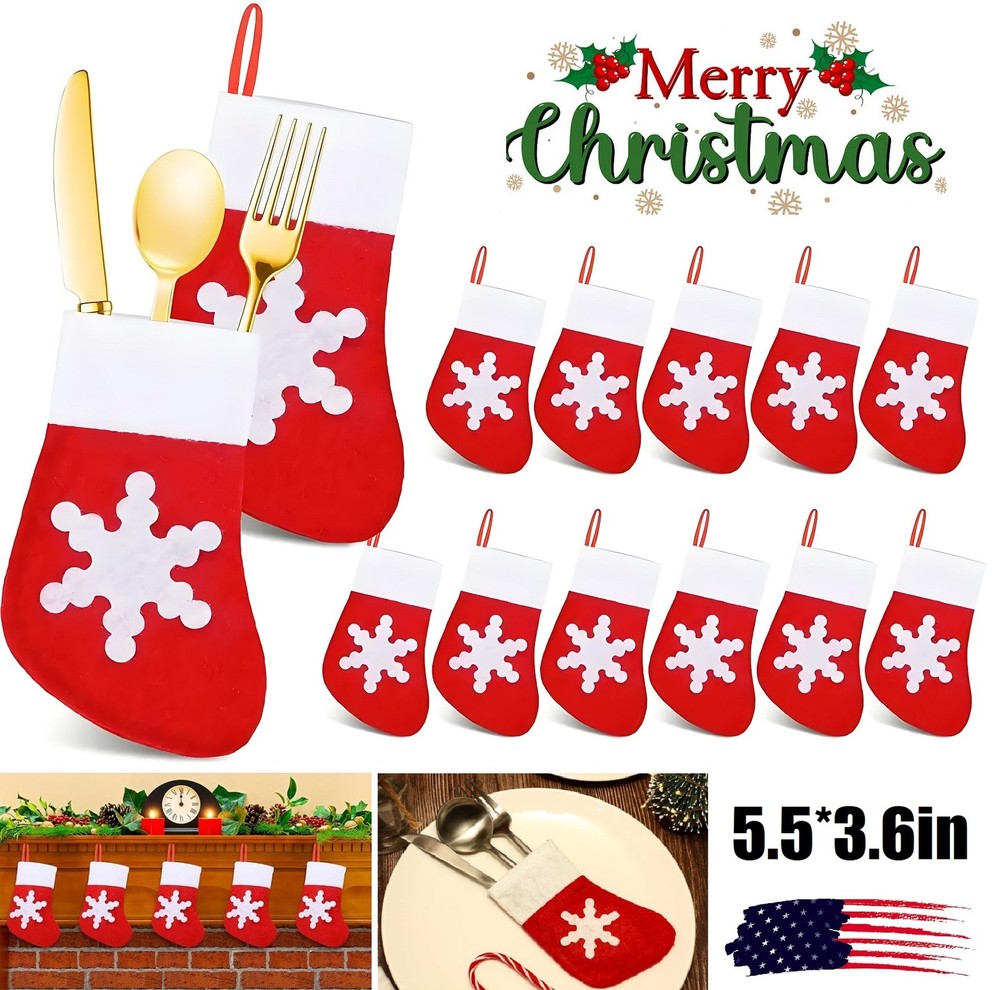 20× Christmas Dinner Table Decorations Tableware Holder Mini Christmas Socks USA