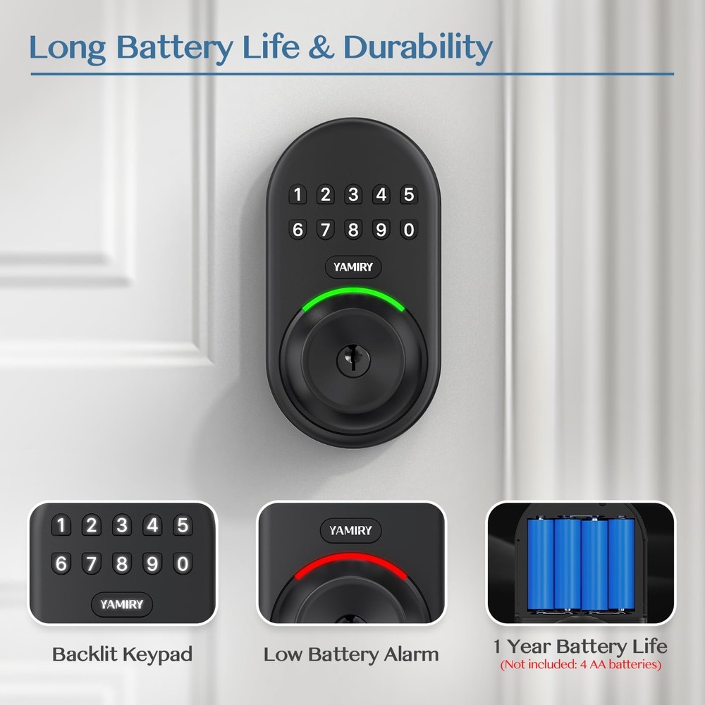 Keypad Smart Door Knob Lock, Keyless Entry Digital Lock with Handle, Electron...