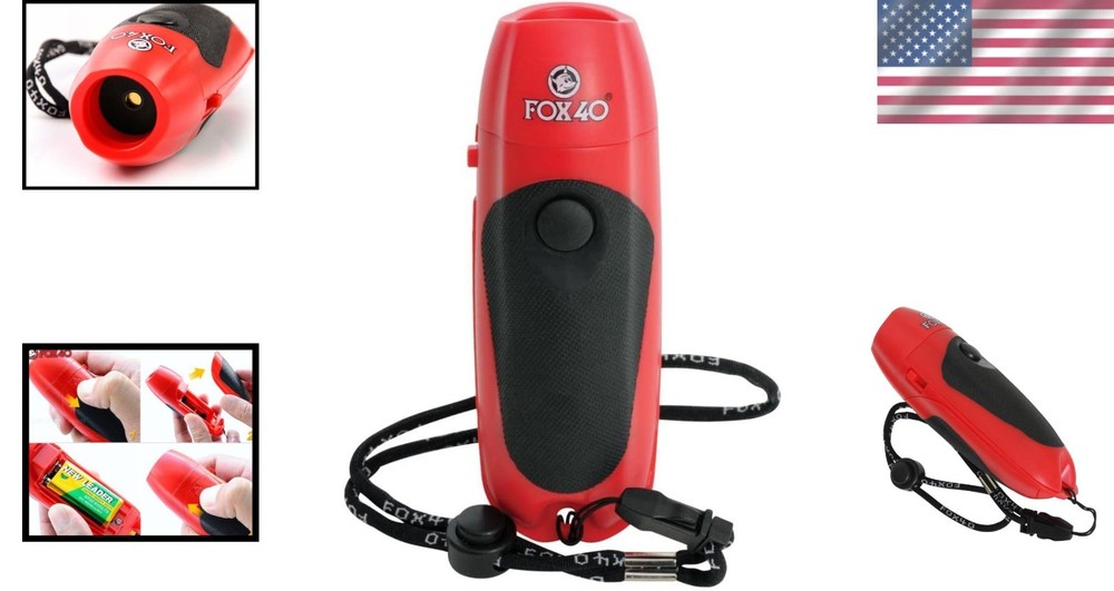 Portable & Durable Electronic Whistle - 100 Decibels with 9V Battery, Red Design